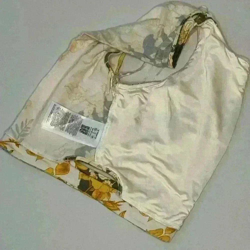 Women's Cropped Hawaiian Print Guess Tank Top, “Eco Shayna Cutout Crop Top”, Siz - Picture 7 of 11